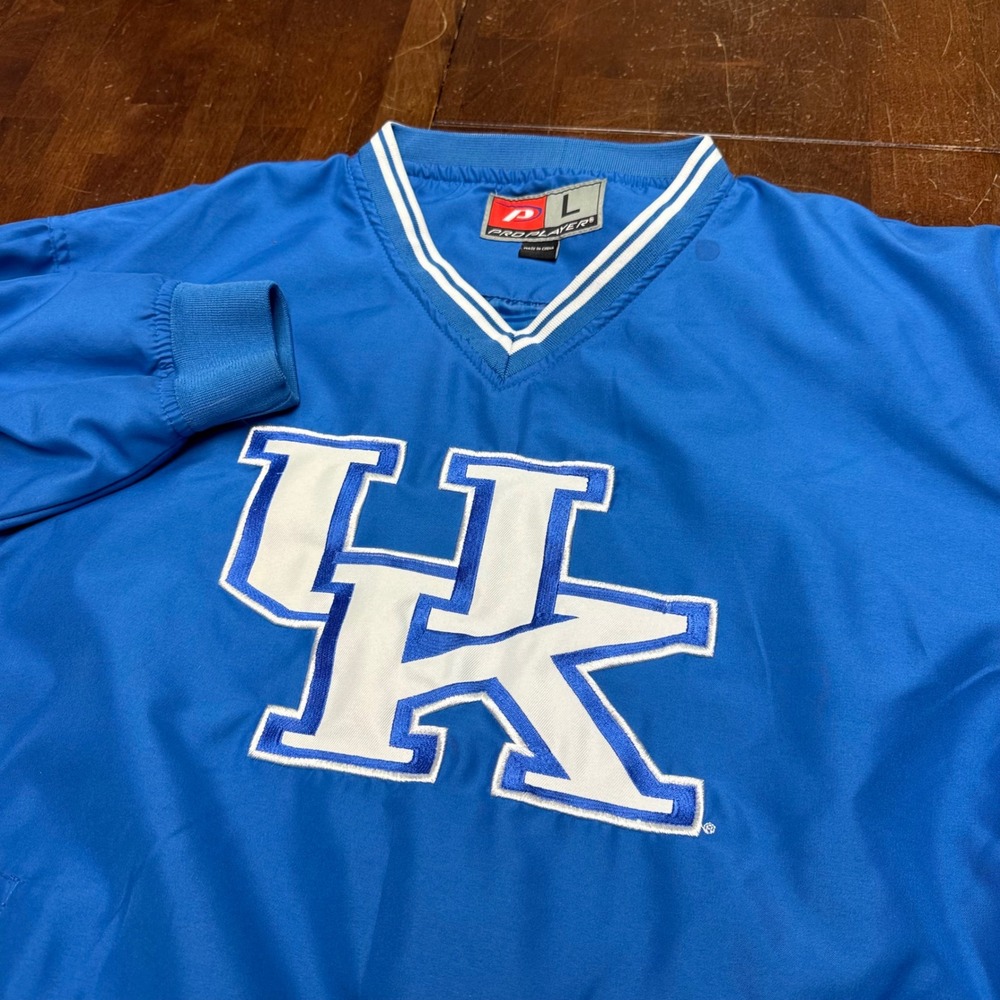Pro Player Kentucky Wildcats Windbreaker Mens Large Blue V-Neck Pullover Jacket